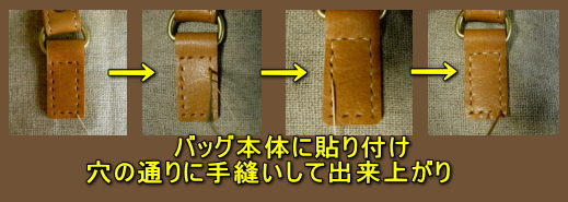 自分で取りつけ可能、手縫い穴あり